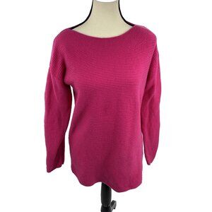 Talbots Womens Sweater Medium Pink Boat Neck Knit Long Sleeve Wool Blend